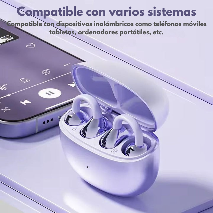 Luxmelo Ultra-Light Open-Ear Bluetooth Clip Earphones with AI Noise Cancellation