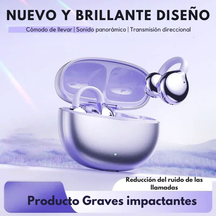 Luxmelo Ultra-Light Open-Ear Bluetooth Clip Earphones with AI Noise Cancellation