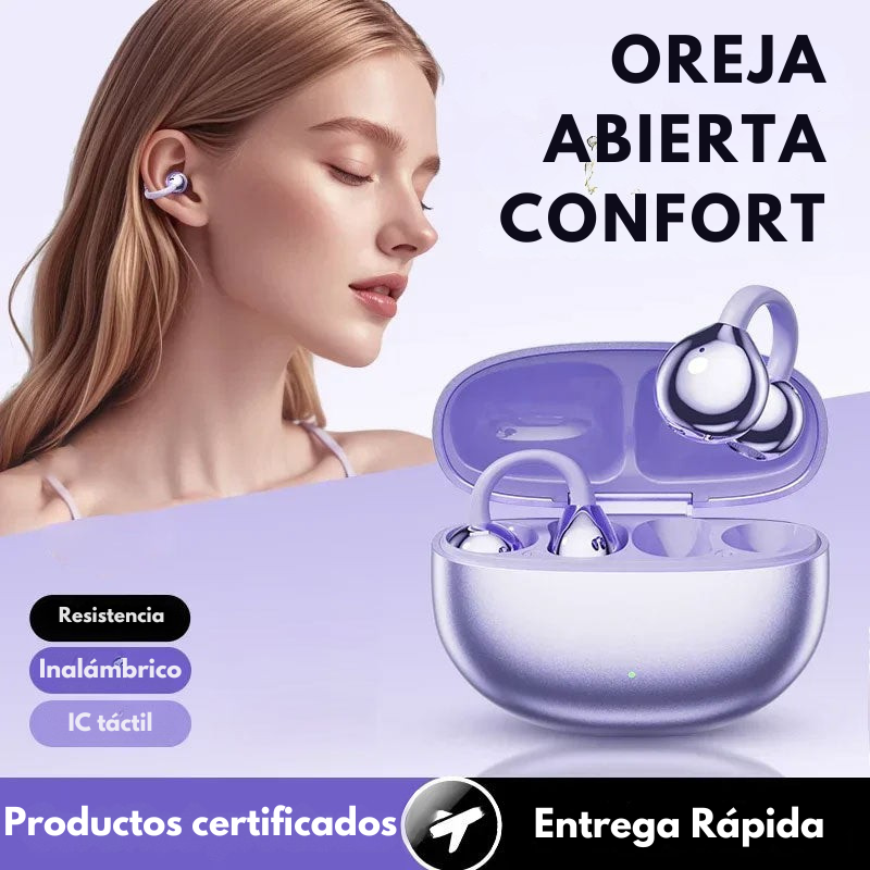 Luxmelo Ultra-Light Open-Ear Bluetooth Clip Earphones with AI Noise Cancellation