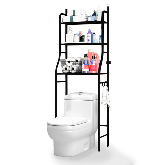 Sturdy Over-Toilet 3-Tier Stainless Steel Shelf – White & Black